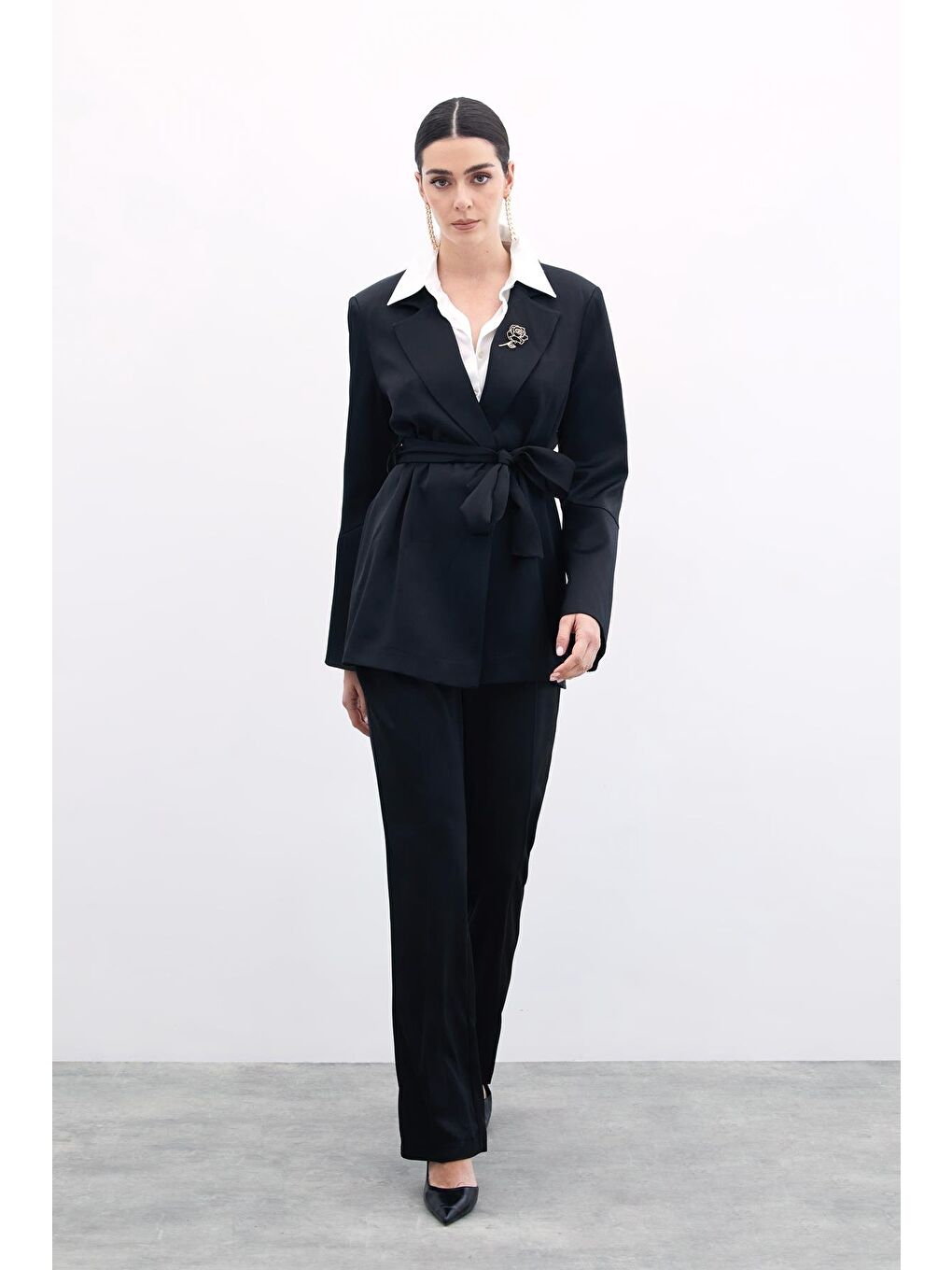 Klasik Düz Pantolon - Siyah-1