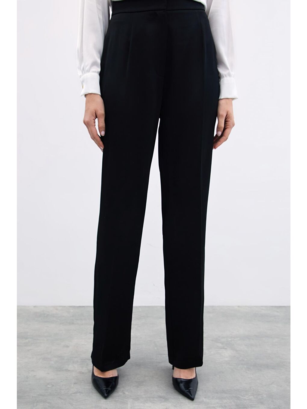 Klasik Düz Pantolon - Siyah-3