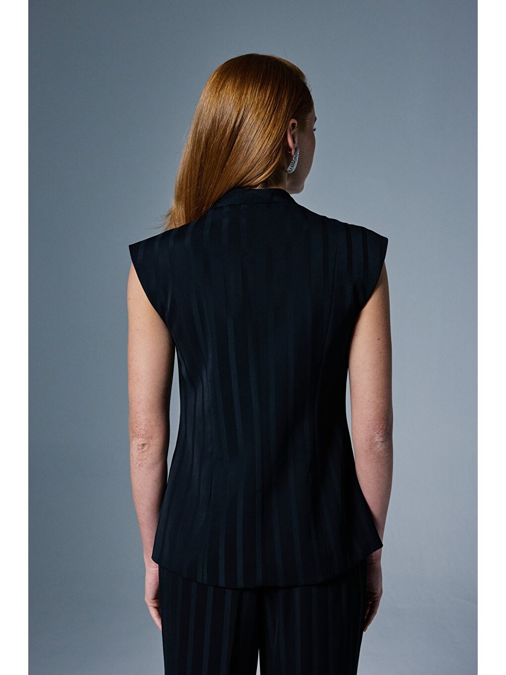 Anna Çizgili Yelek - Siyah-6