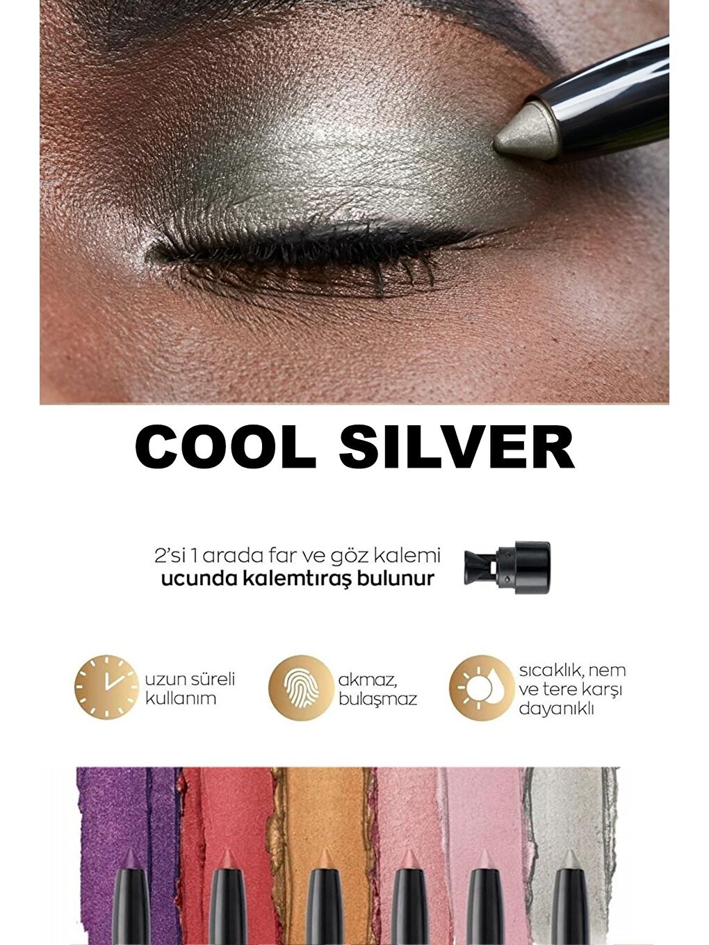 AVON Renksiz Power Stay Shadow Stick Kalem Far Cool Silver - 1