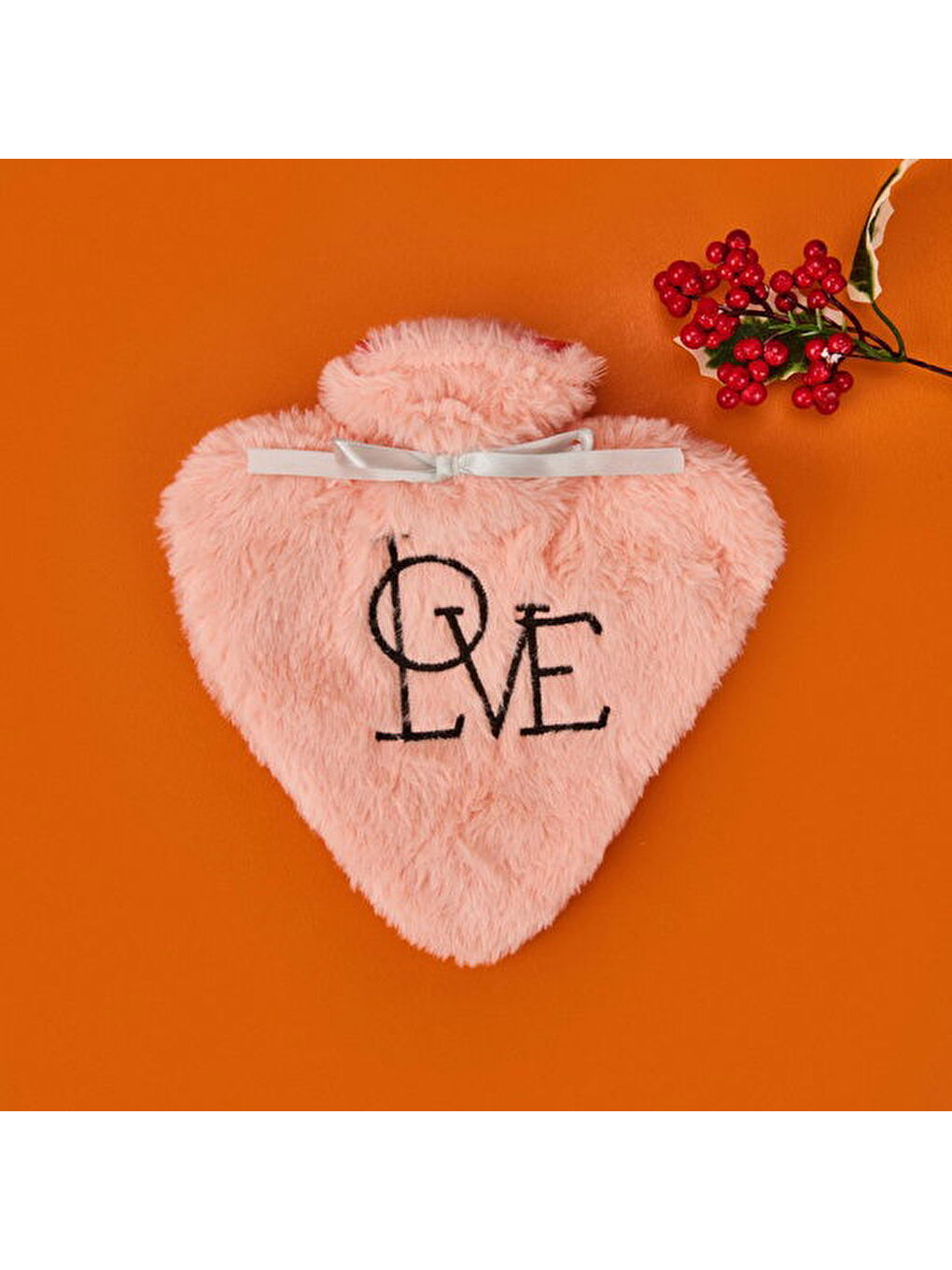 Kalpli Pelüş Sıcak Su Torbası - Pembe - 600 ml-1