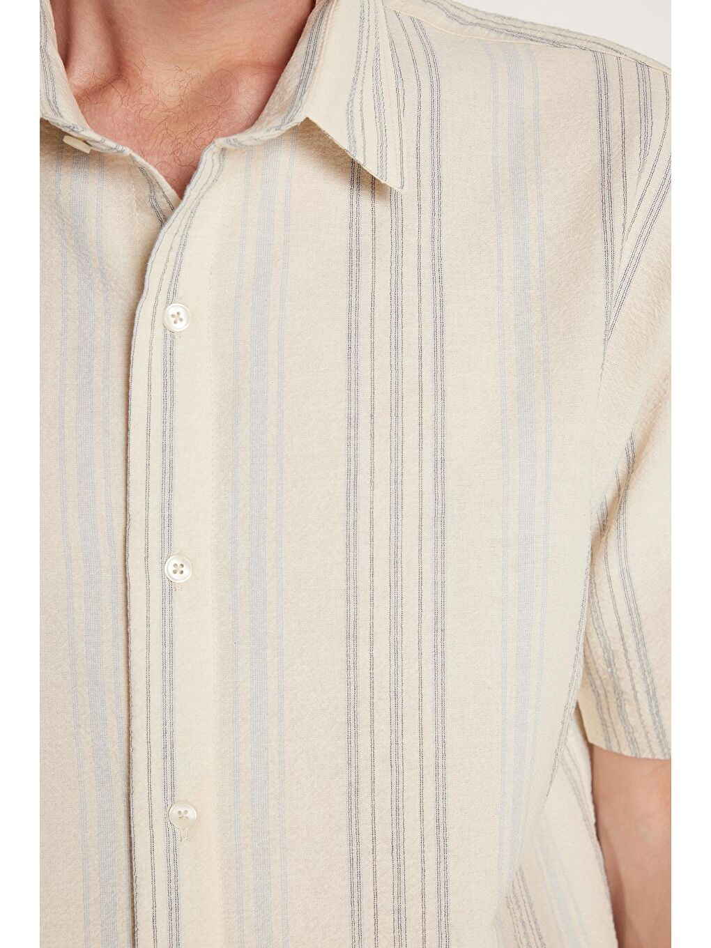 Karışık Erkek Relax Fit Rahat Kesim Kısa Kollu Çizgili Spor Yaka Gömlek-2