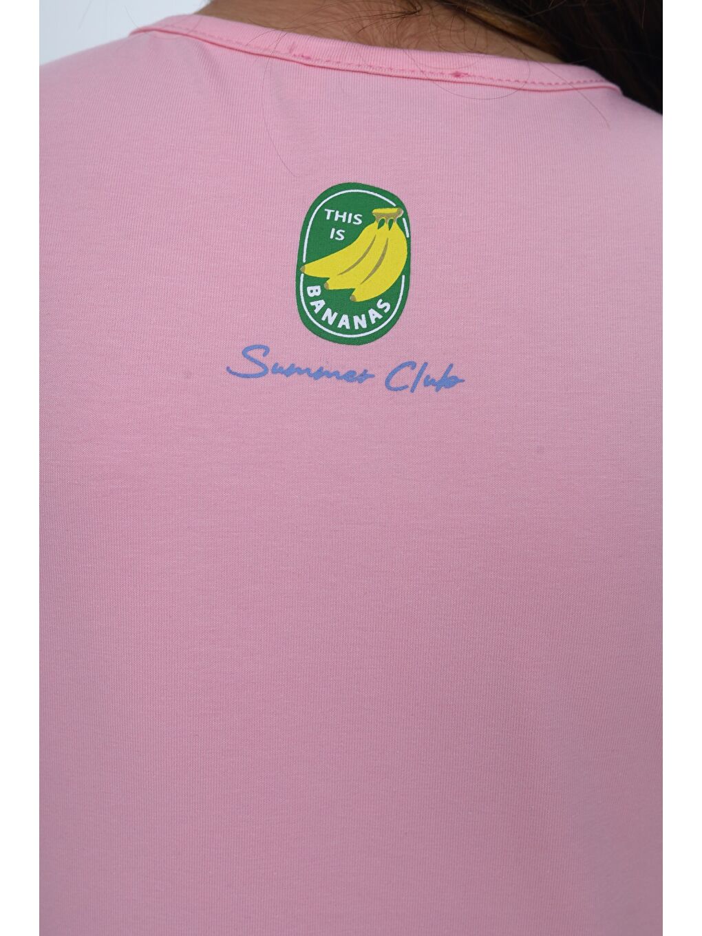 Pembe Kız Çocuk Bisiklet Yaka Düşük Omuz Kısa Kollu Baskılı Tişört 24976-3