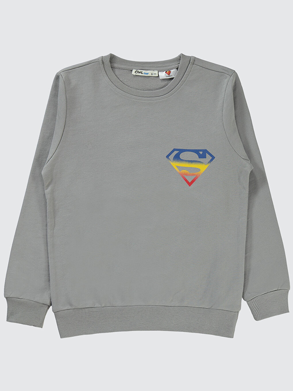 Civil Superman Erkek Çocuk Sweatshirt 6-9 Yaş Gri