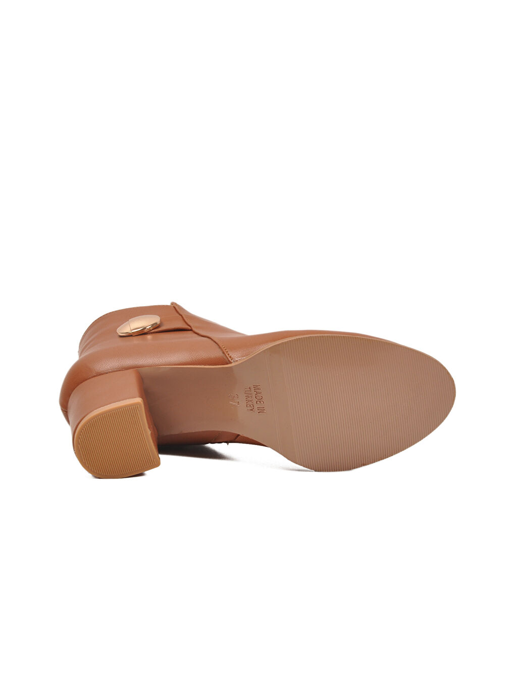 Kahverengi Taba Dar Kalıp İçi Polarlı Fermuarlı Topuklu Kadın Bot 262325 Z-4