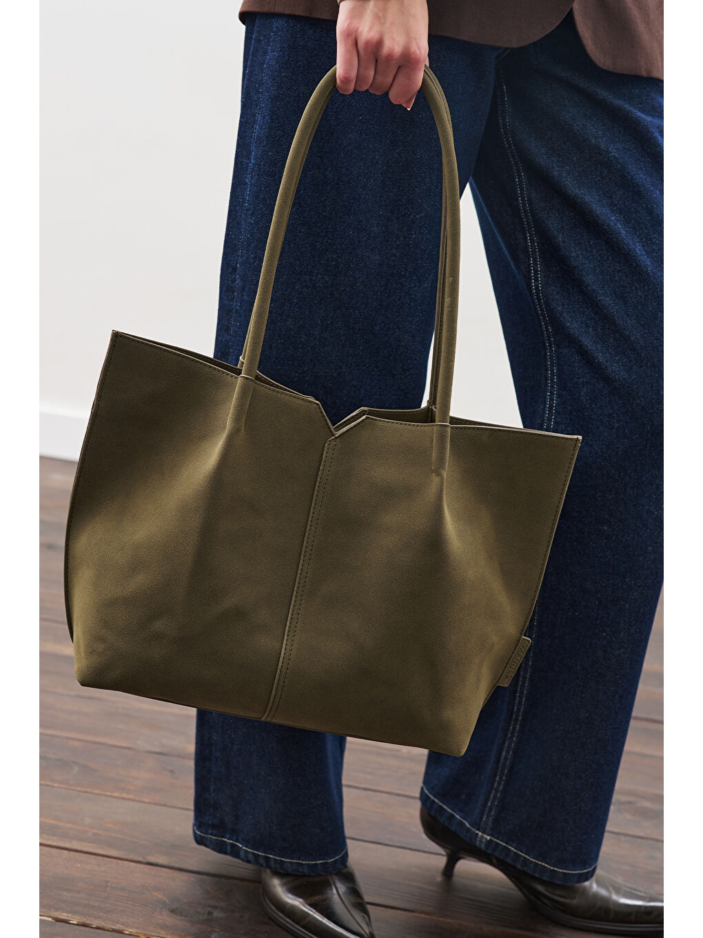 Süet Momo Çanta Yeşil-1