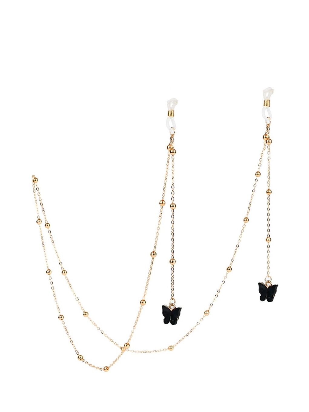 Siyah Kelebek Detaylı Gözlük Askı Zinciri