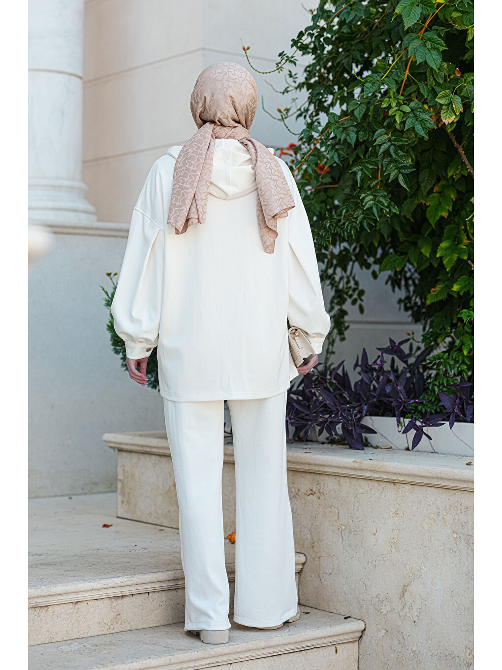 Kapüşonlu İkilİ Takım Ekru-3