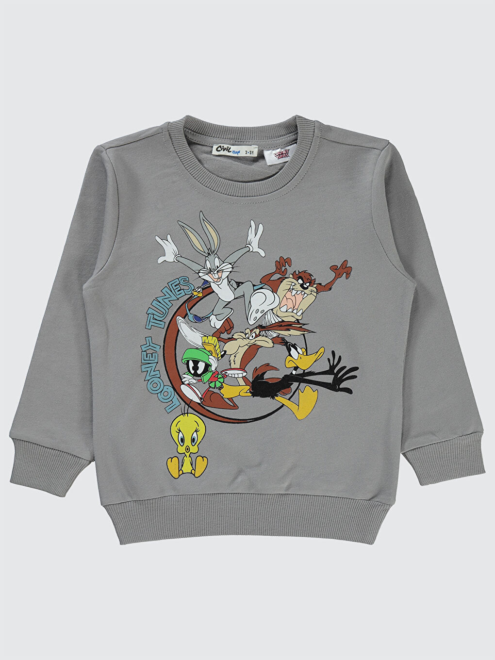 Civil Looney Tunes Erkek Çocuk Sweatshirt 2-5 Yaş Gri