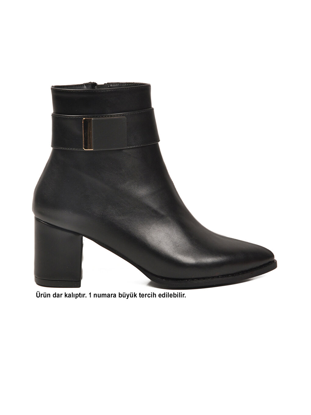 Siyah Dar Kalıp Streç Bilek Boy Sivri Burun Polarlı Topuklu Kadın Bot 262326 Z-1