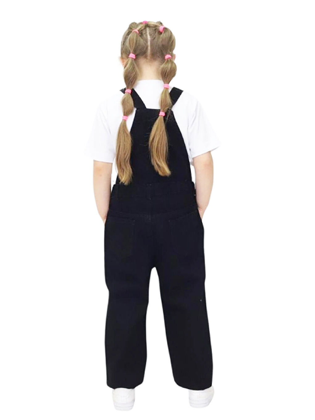 Siyah Kız Çocuk Taş Süslemeli Jean Salopet Elbise 8-13 Yaş 12388-1