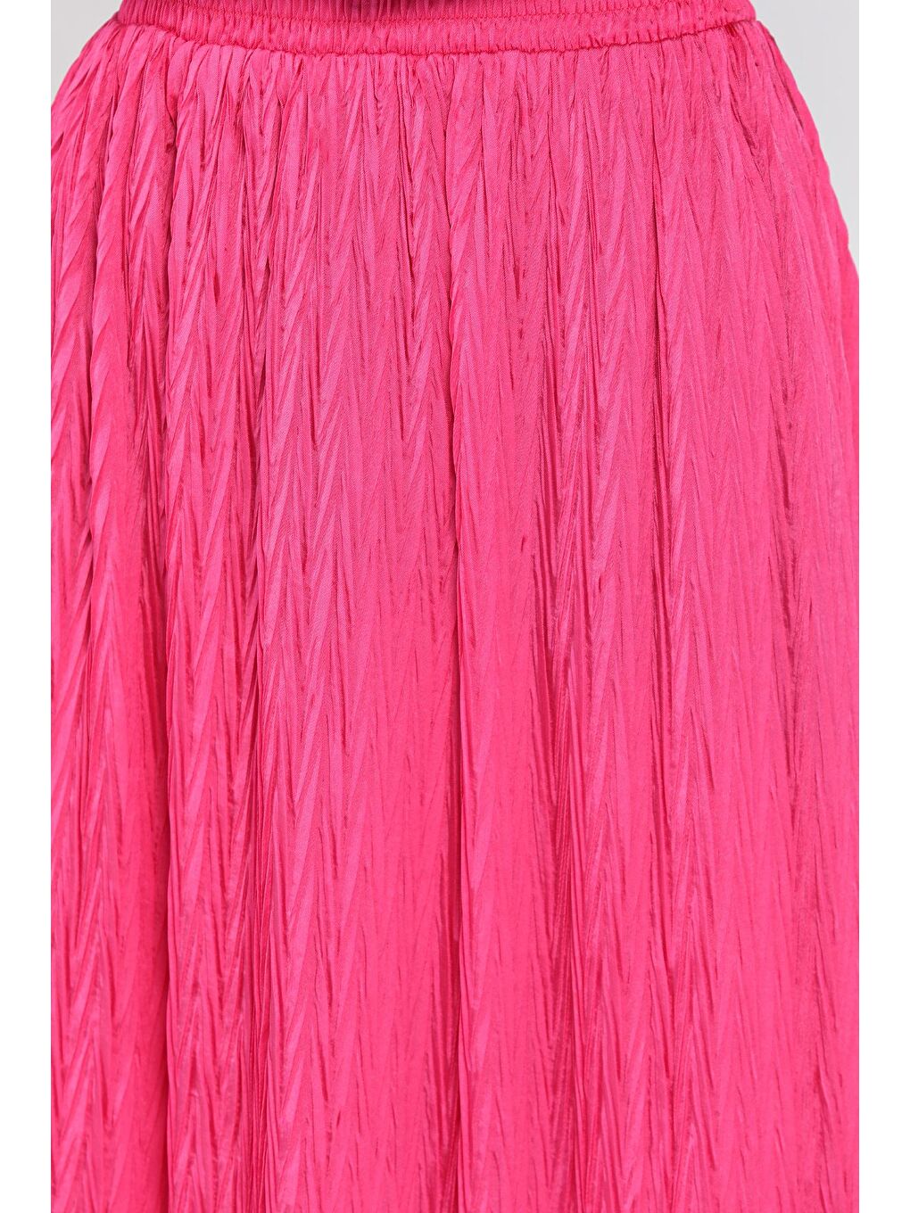 Fuşya Bel Lastikli Kendinden Desenli Tesettür Etek(s,m,l,xl Uyumludur)-7