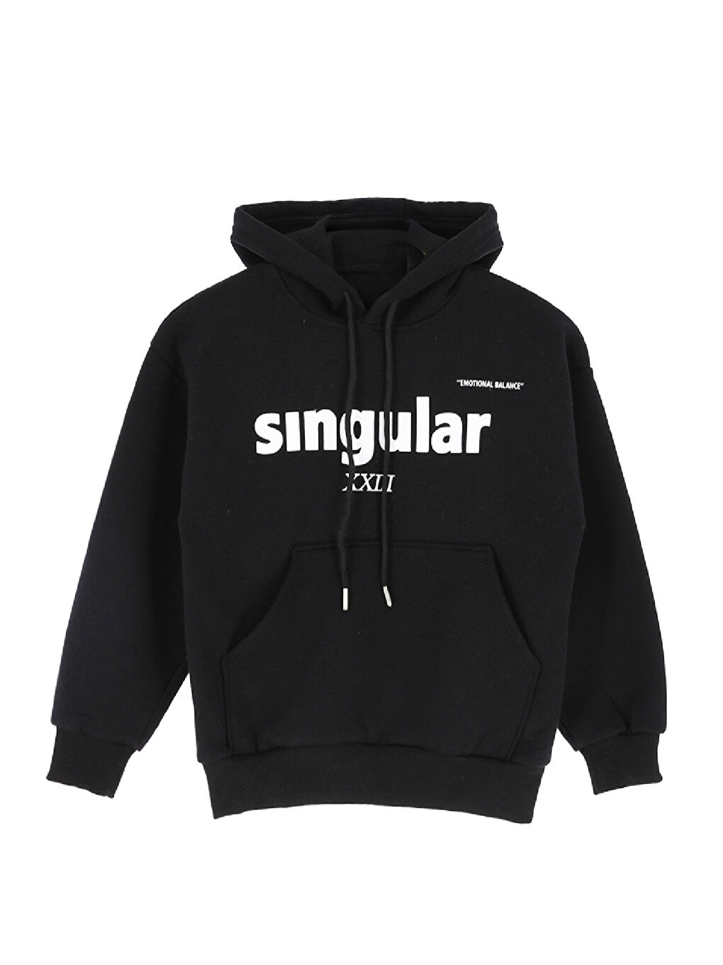 Siyah Erkek Çocuk 3 İplik Şardonlu-Kapüşonlu Sweatshirt 13-16 Yaş 12382