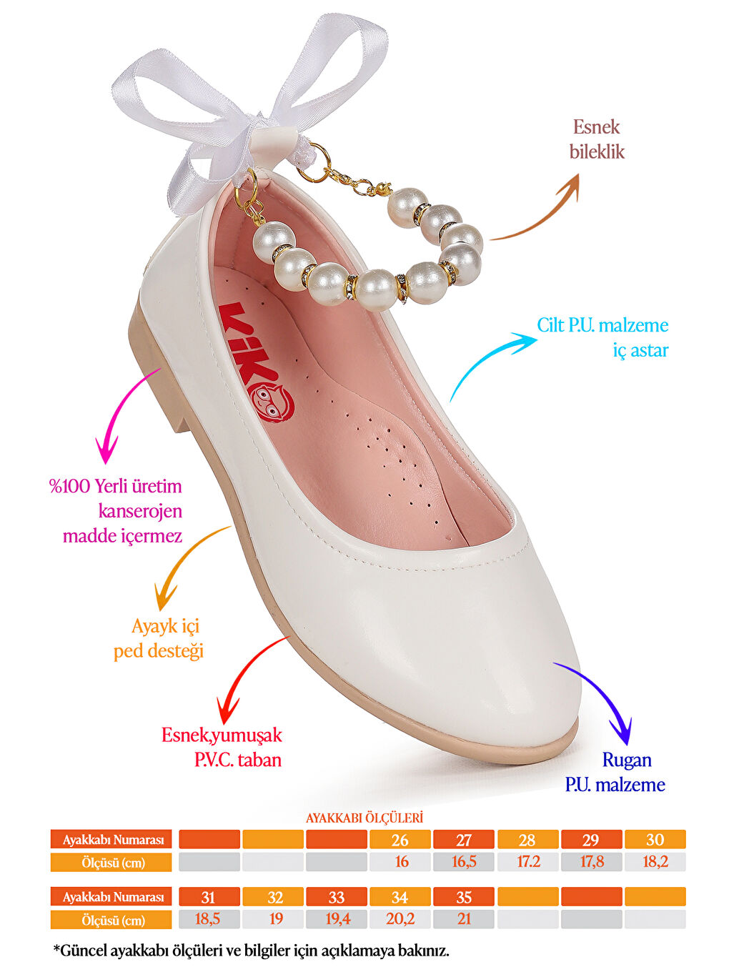 Beyaz Blanch Rugan İncili Lastikli Kız Çocuk Babet Ayakkabı-1