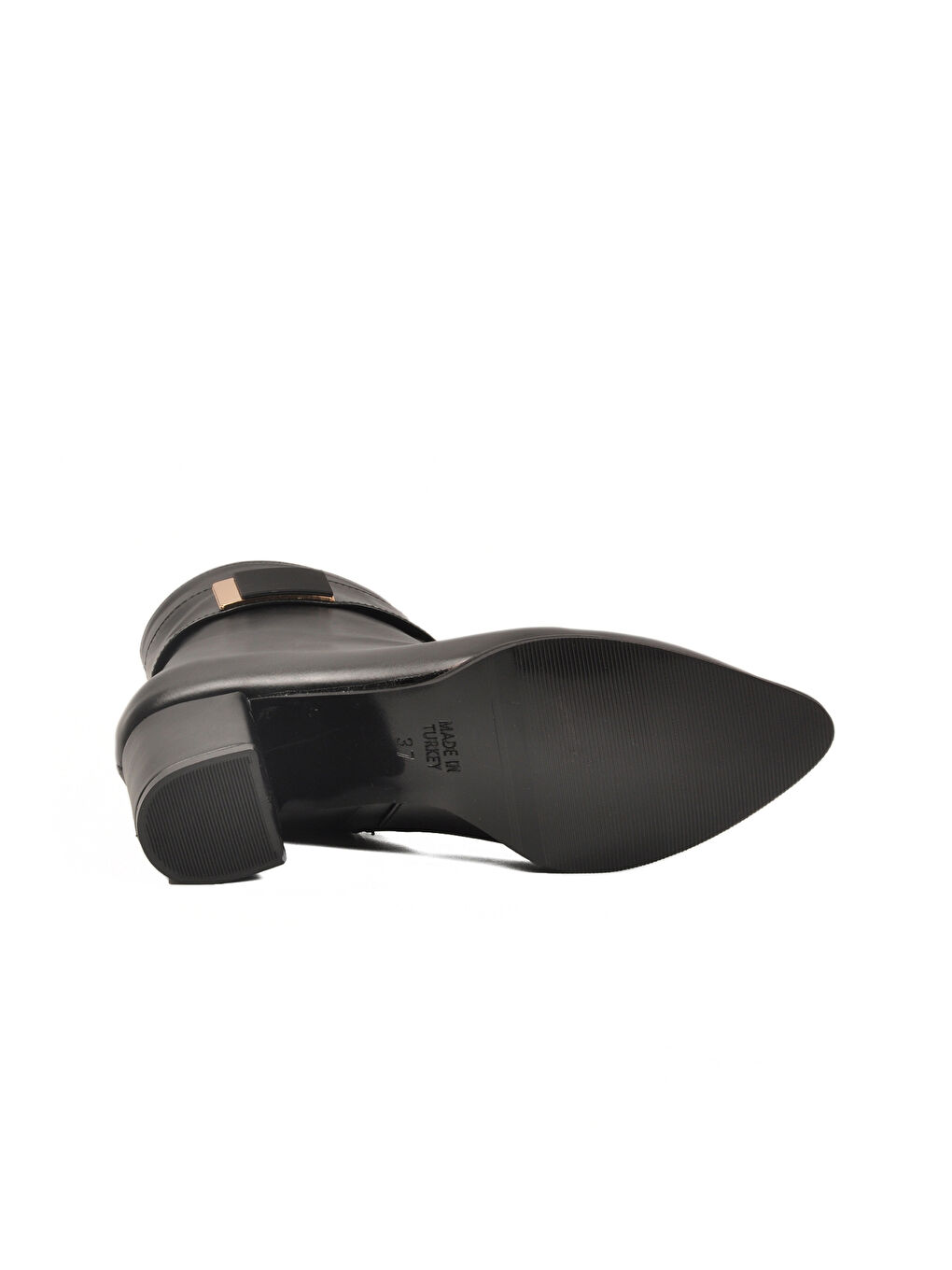 Siyah Dar Kalıp Streç Bilek Boy Sivri Burun Polarlı Topuklu Kadın Bot 262326 Z-4