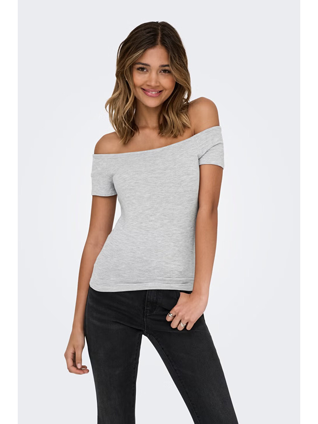 Gri Onlluca Regular Fit Madonna Yaka T Shirt 15369909-3