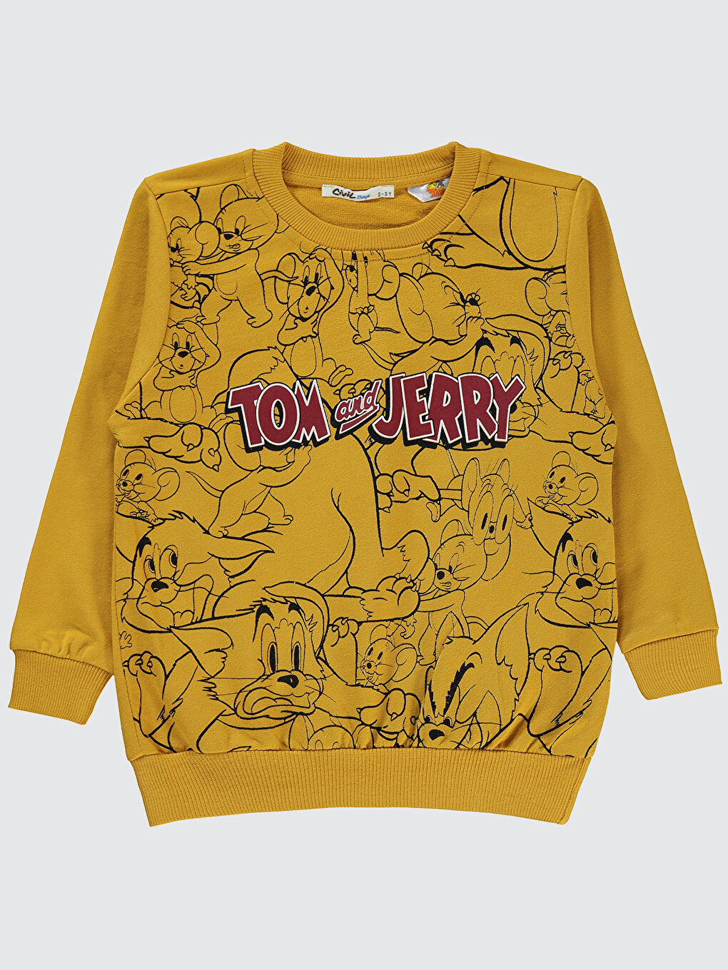 Civil Kahverengi Tom And Jerry Erkek Çocuk Sweatshirt 2-5 Yaş Hardal