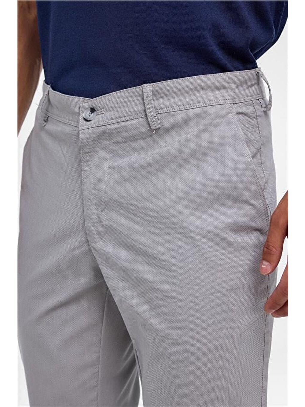 Gri Regular Armürlü Pantolon-3