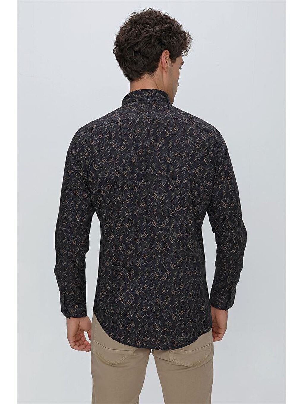 Koyu Lacivert Uzun Kol Klasik Slim Fit Pamuklu Elastanlı Gömlek 1004225245