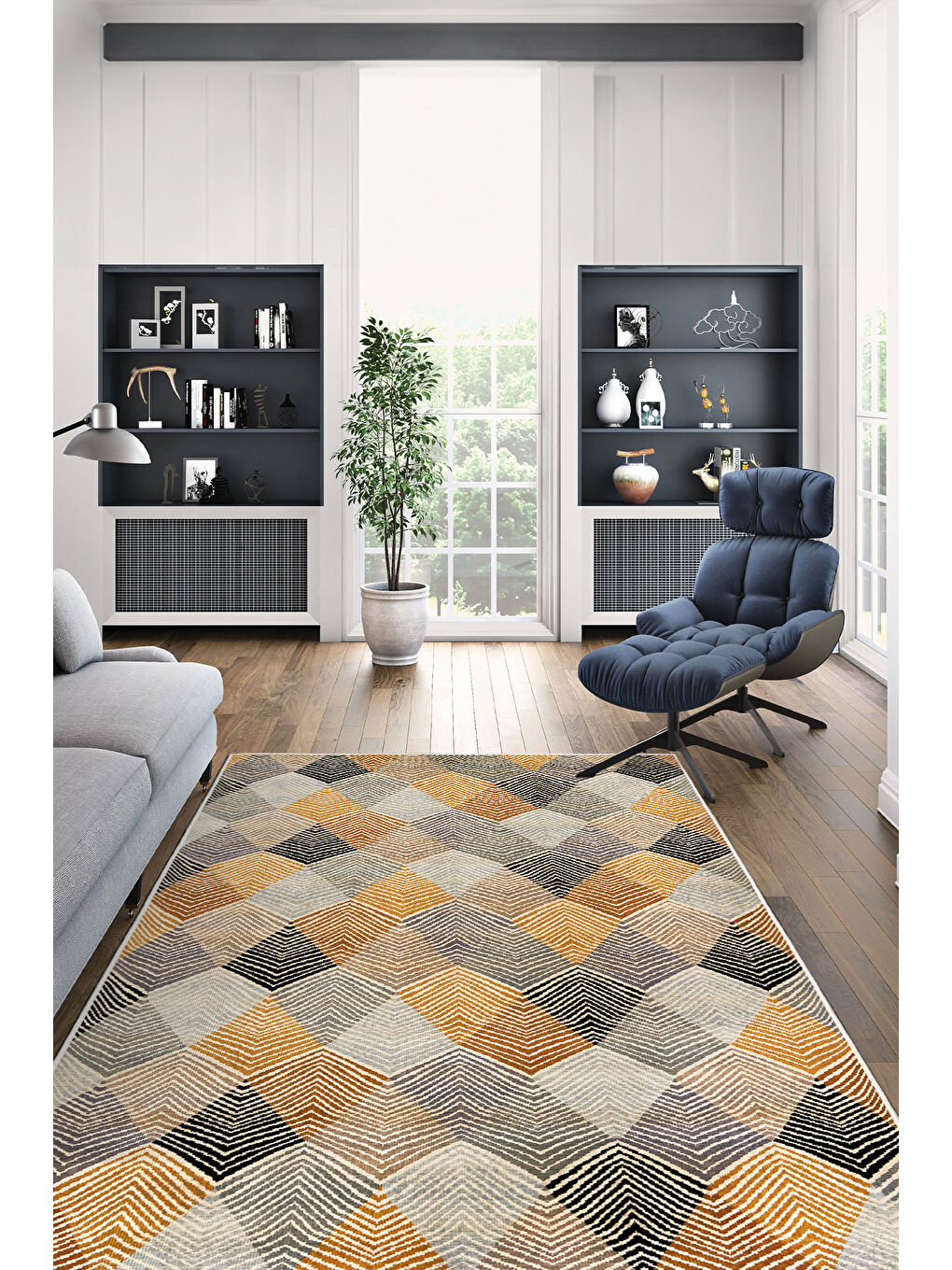 Turuncu Dekoratif Özel Tasarım Yıkanabilir İnce Kaymaz Tabanlı Modern Halı KECE FR30-2