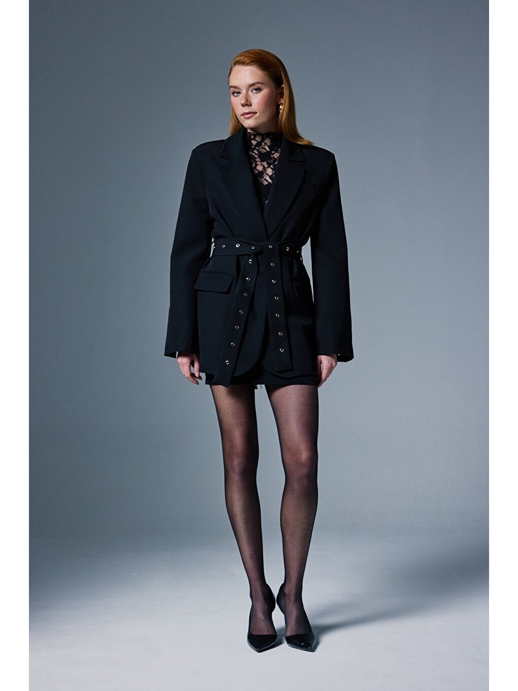 Serana Kuşak Detaylı Ceket - Siyah