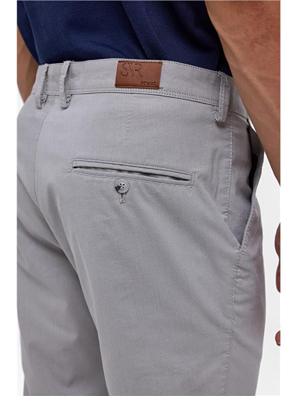 Gri Regular Armürlü Pantolon-5