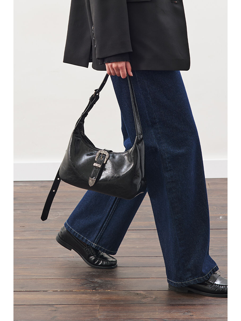 Chunky Tokalı Omuz Çantası Siyah-2