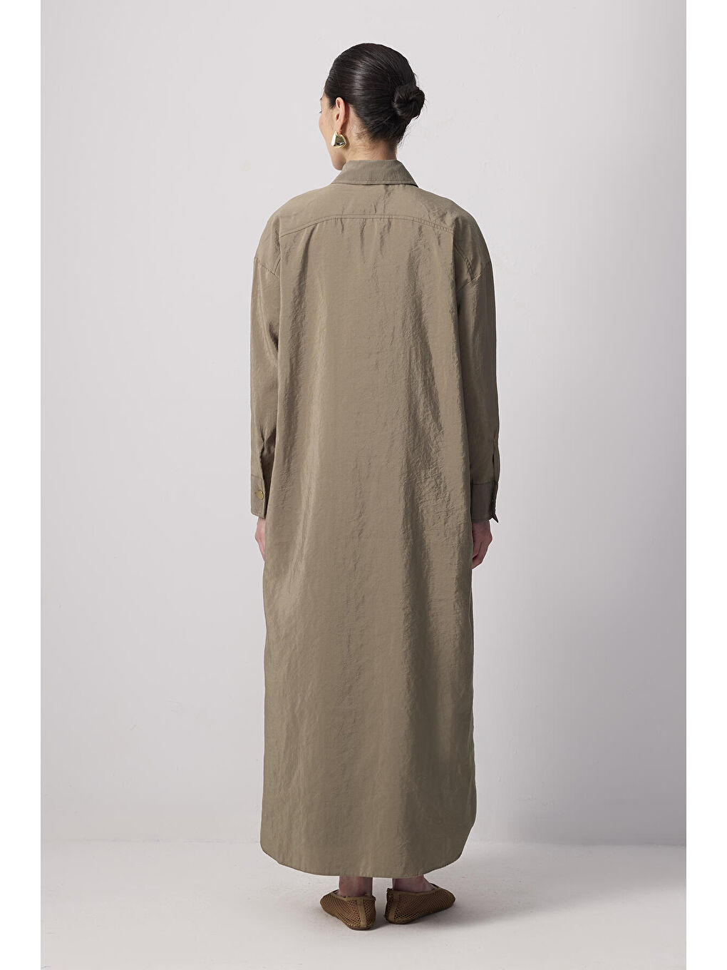 Haki Cepli Kupra Uzun Ceket-3