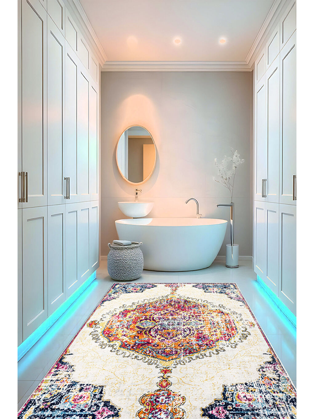 Turuncu Dekoratif Özel Tasarım Yıkanabilir İnce Kaymaz Tabanlı Modern Halı KECE FR24-3