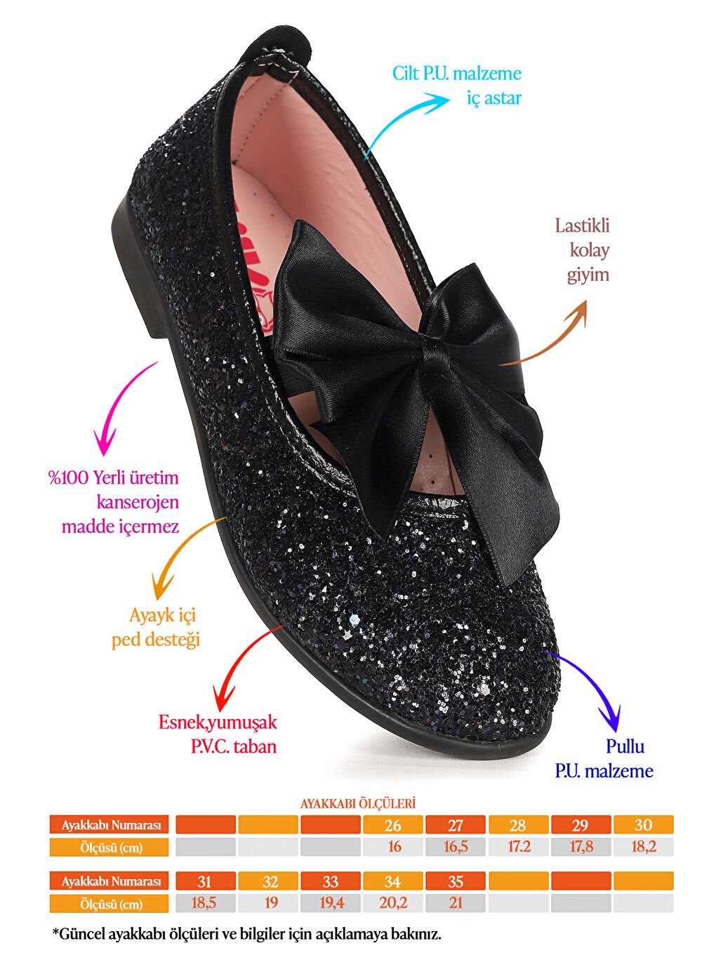 Siyah Tari Cam Kırığı Fiyonk Lastikli Kız Çocuk Babet Ayakkabı-1