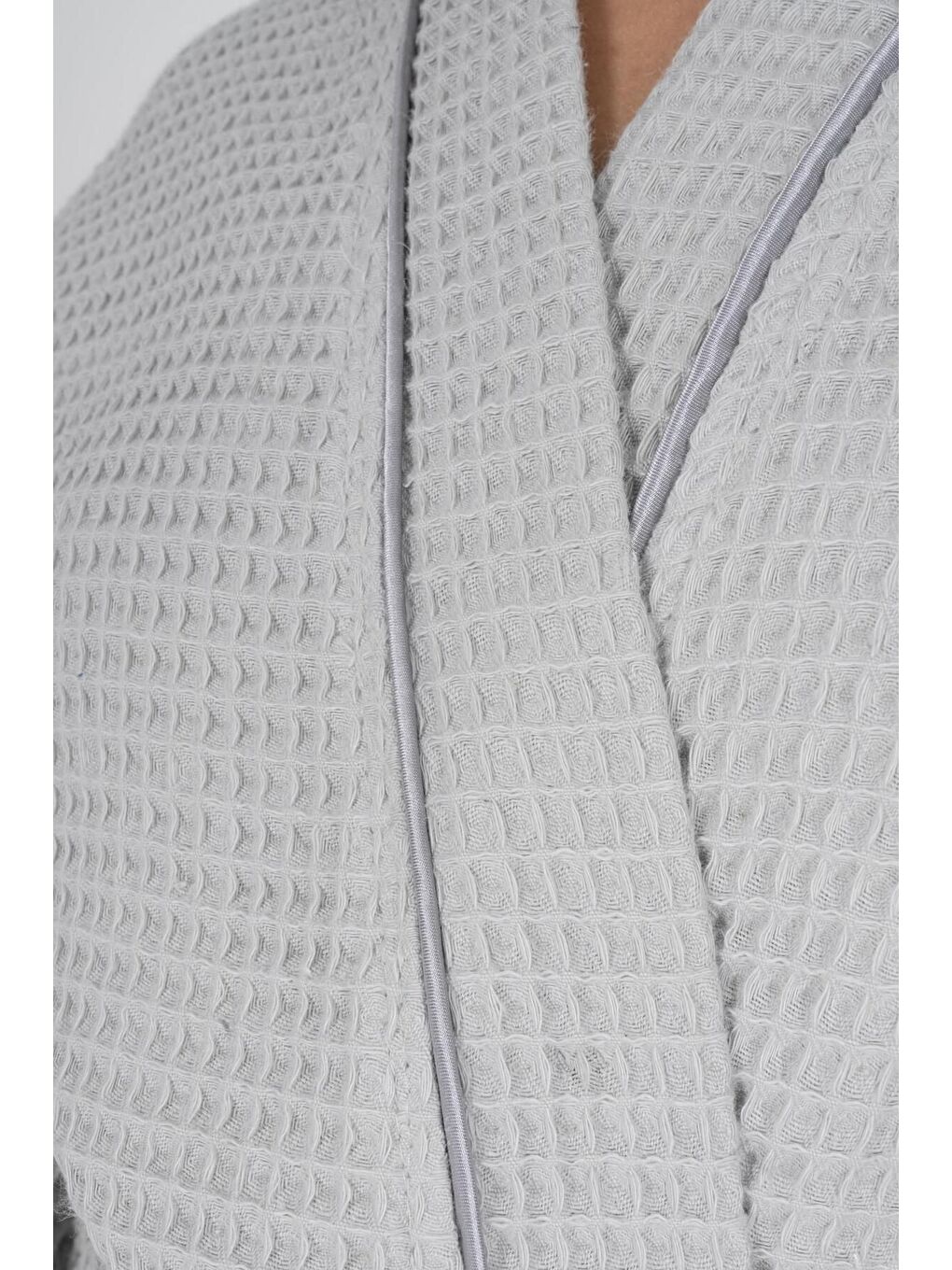 Gri Kaos Serisi Kimono Yaka Pike Bornoz Sabahlık-3