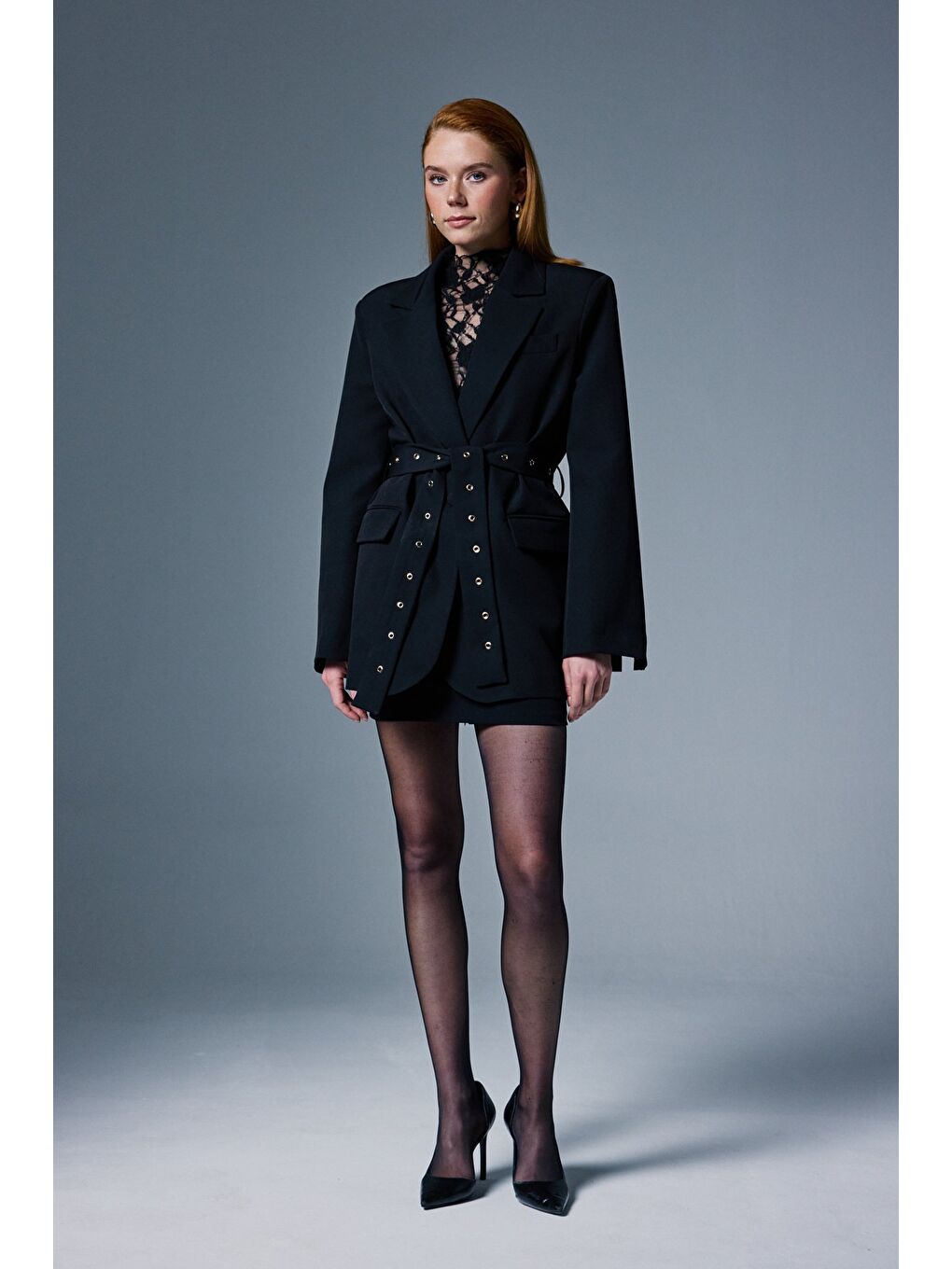 Serana Kuşak Detaylı Ceket - Siyah-3