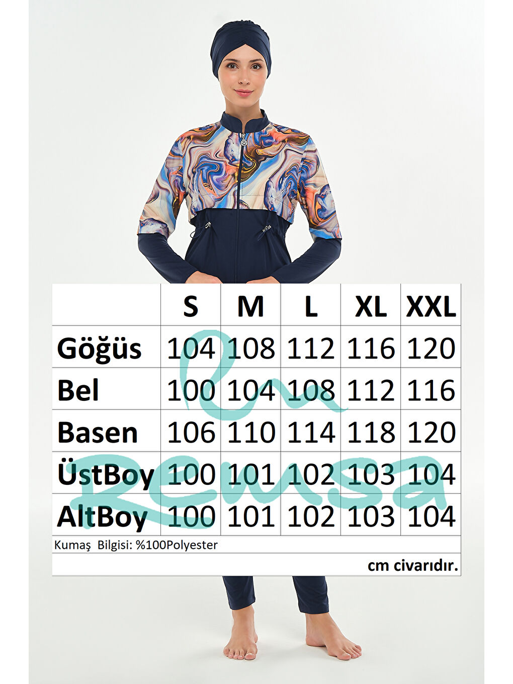 Tam Kapalı Tesettür Mayo 2401 Koyu Lacivert-4