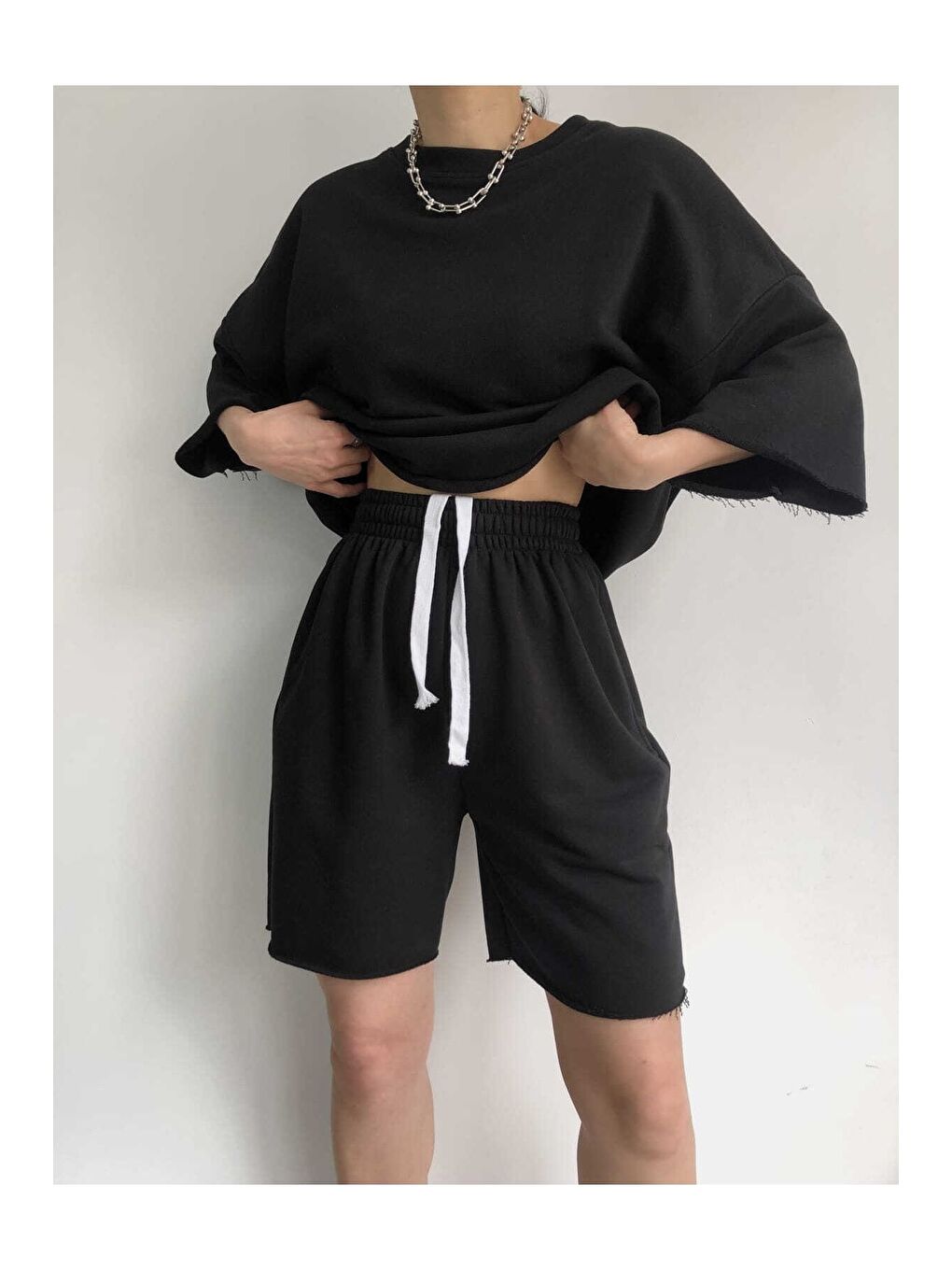 Gama Oversize Şort T-Shirt Takım Siyah