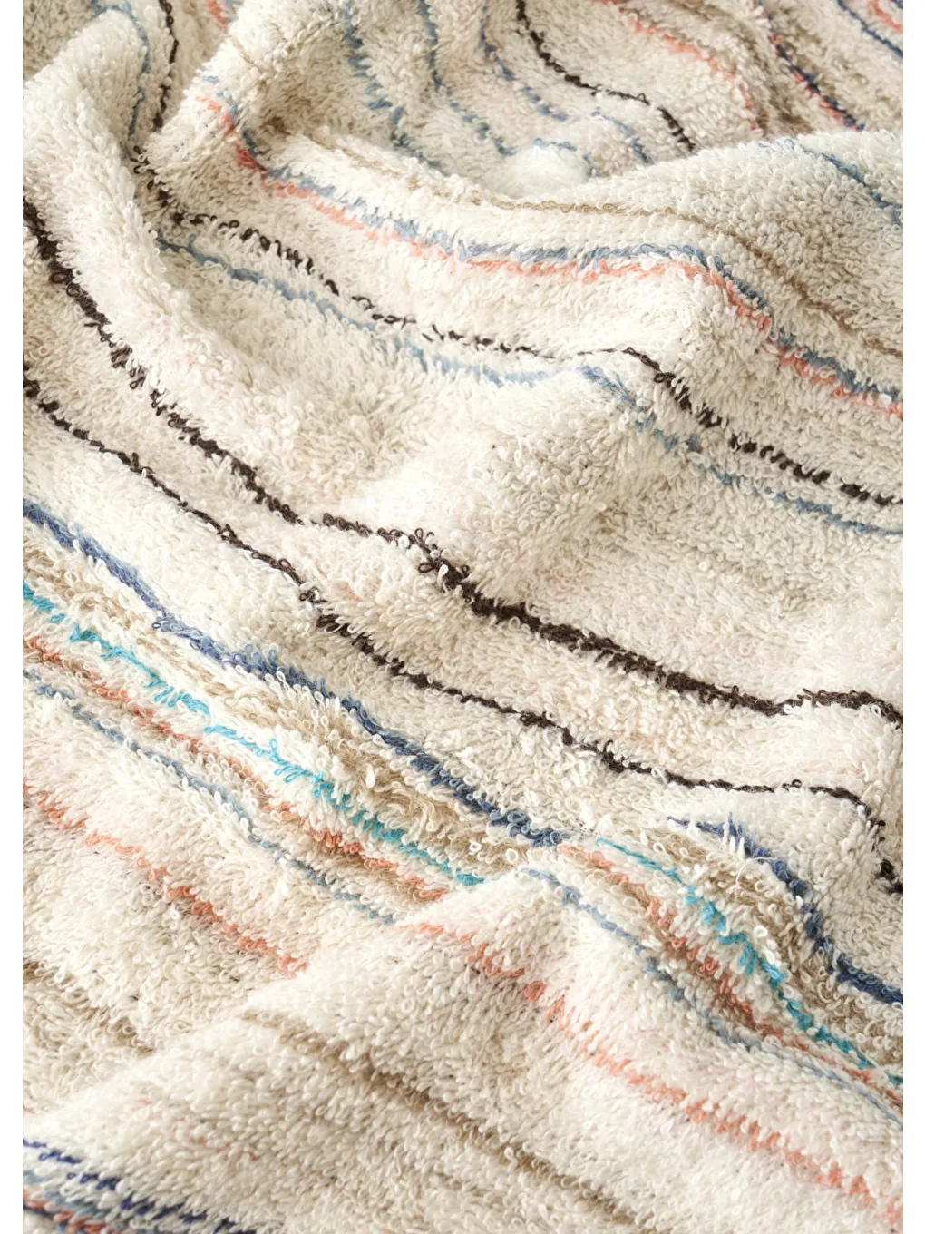 Ekru %100 Pamuk Stripe İpliği Boyalı 3'lü Yüz Havlusu Seti Krem (50x90 cm)-3