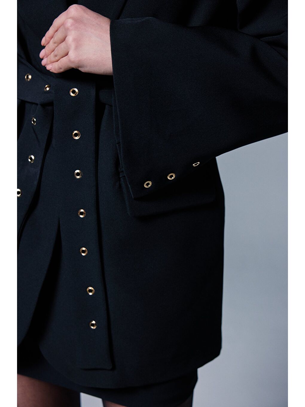 Serana Kuşak Detaylı Ceket - Siyah-6