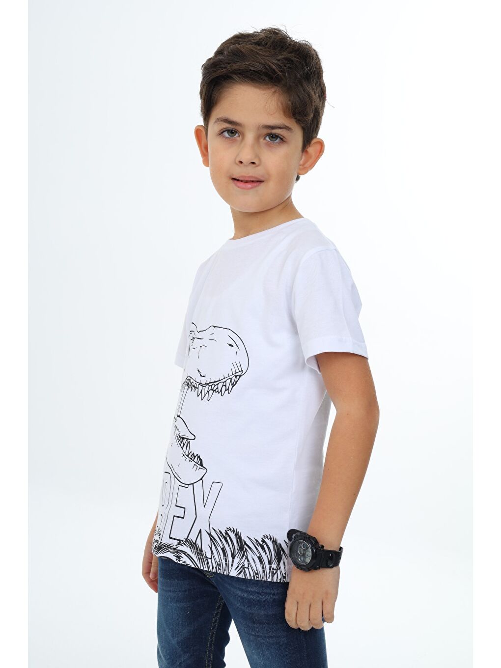 Beyaz Erkek Çocuk Baskılı Tişört-2