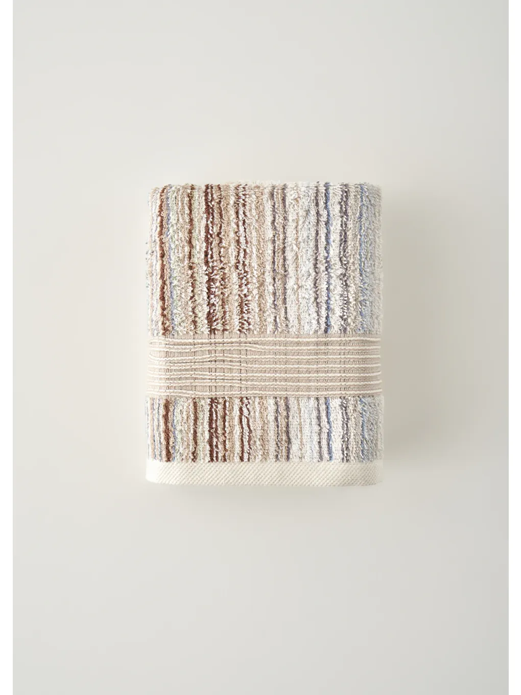 %100 Pamuk Stripe İpliği Boyalı 3'lü Yüz Havlusu Seti Mavi (50x90 cm)-2