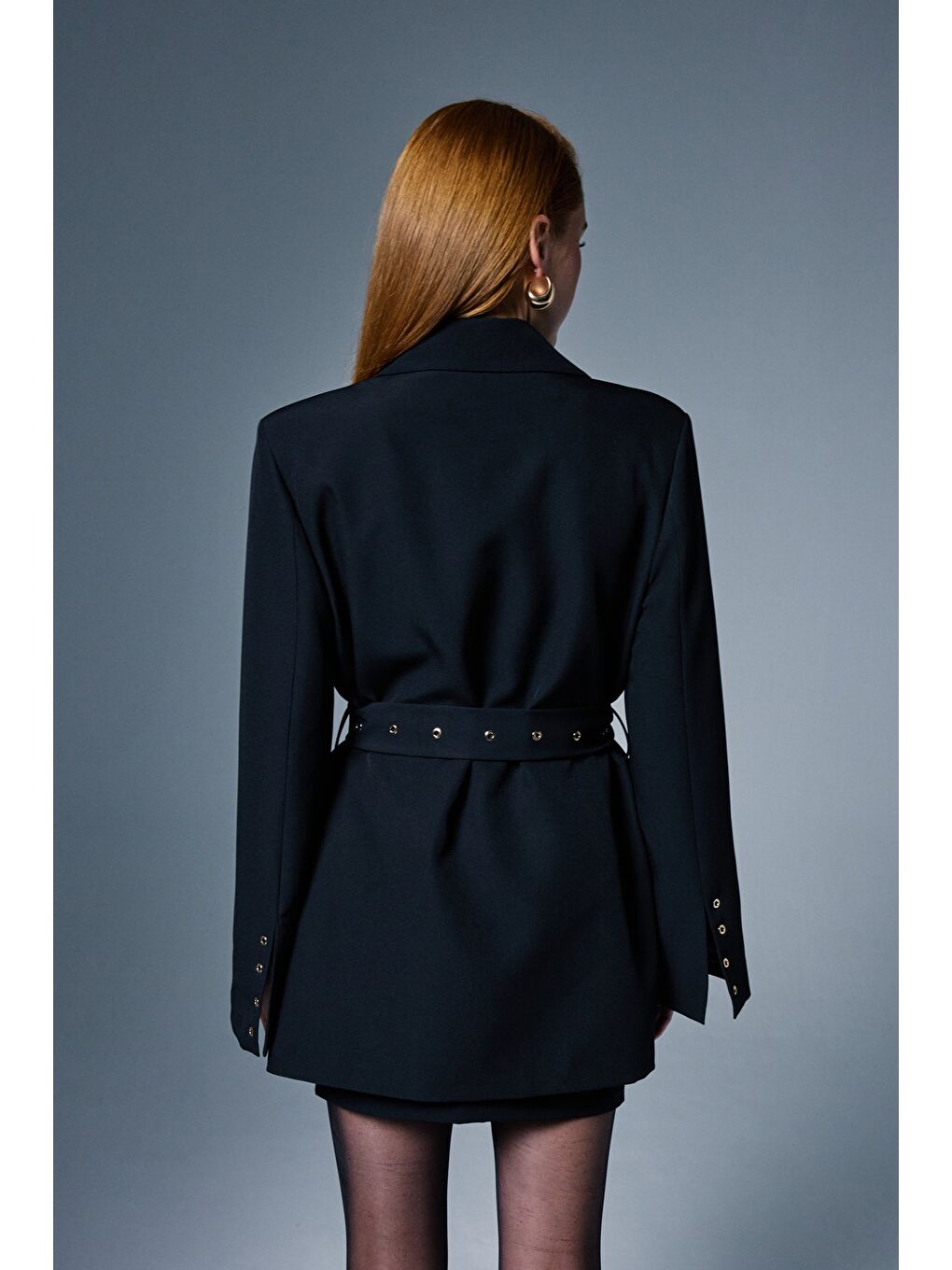 Serana Kuşak Detaylı Ceket - Siyah-7