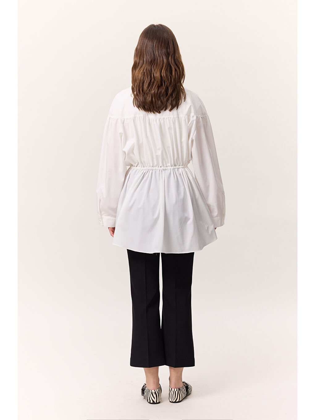 Büzgü Bağlama Detaylı Tunik Ekru-3
