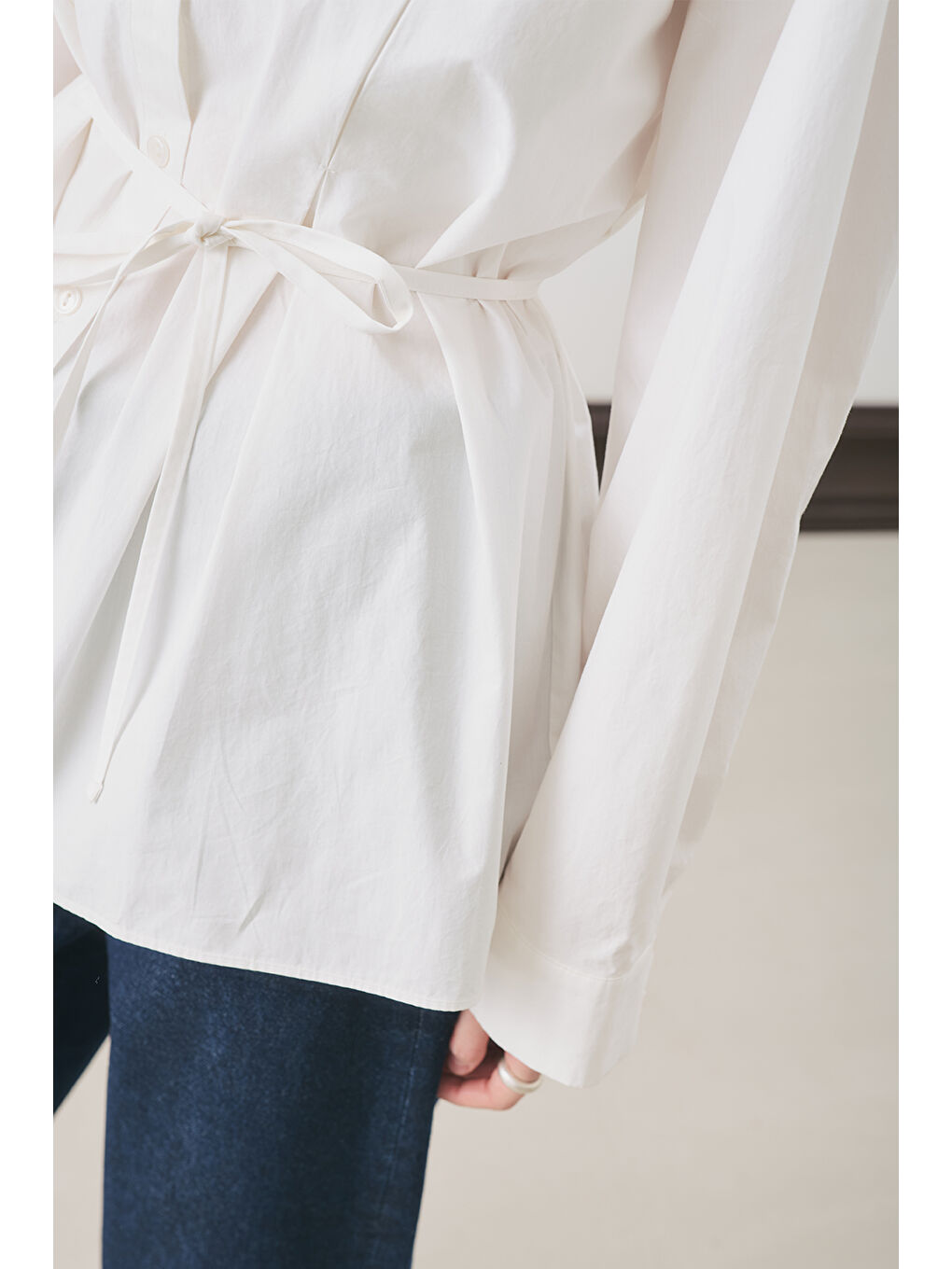 Parçalı Tasarım Gömlek Ekru-6