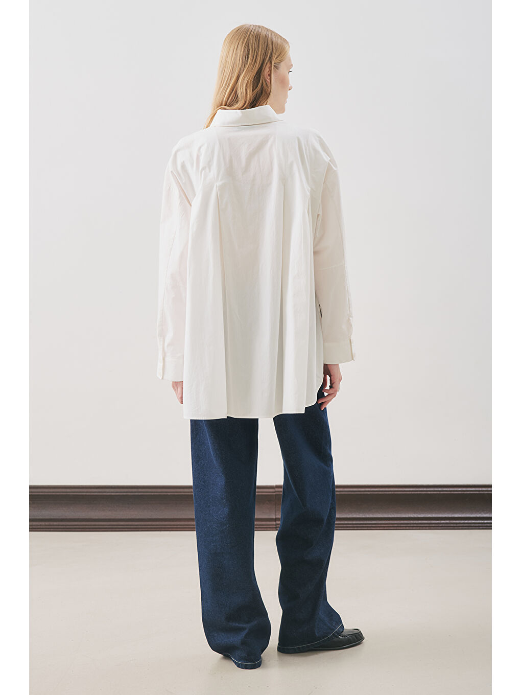 Parçalı Tasarım Gömlek Ekru-7