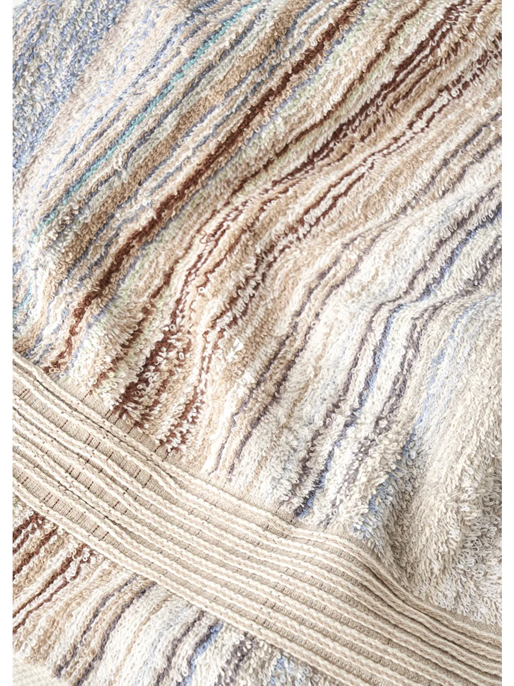 %100 Pamuk Stripe İpliği Boyalı 3'lü Yüz Havlusu Seti Mavi (50x90 cm)-7