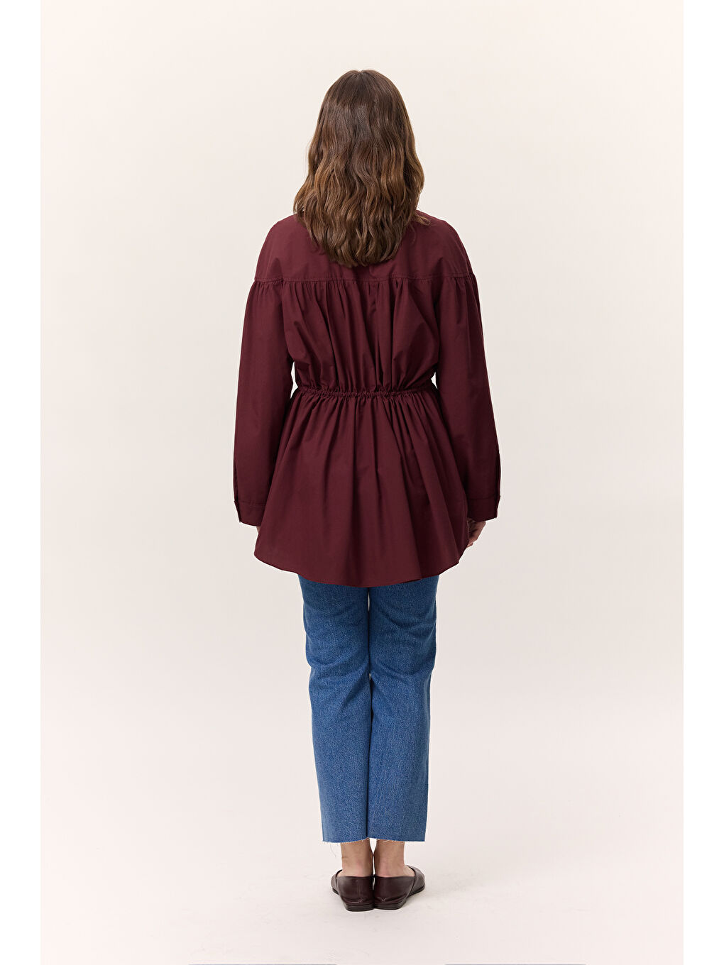 Büzgü Bağlama Detaylı Tunik Bordo-3