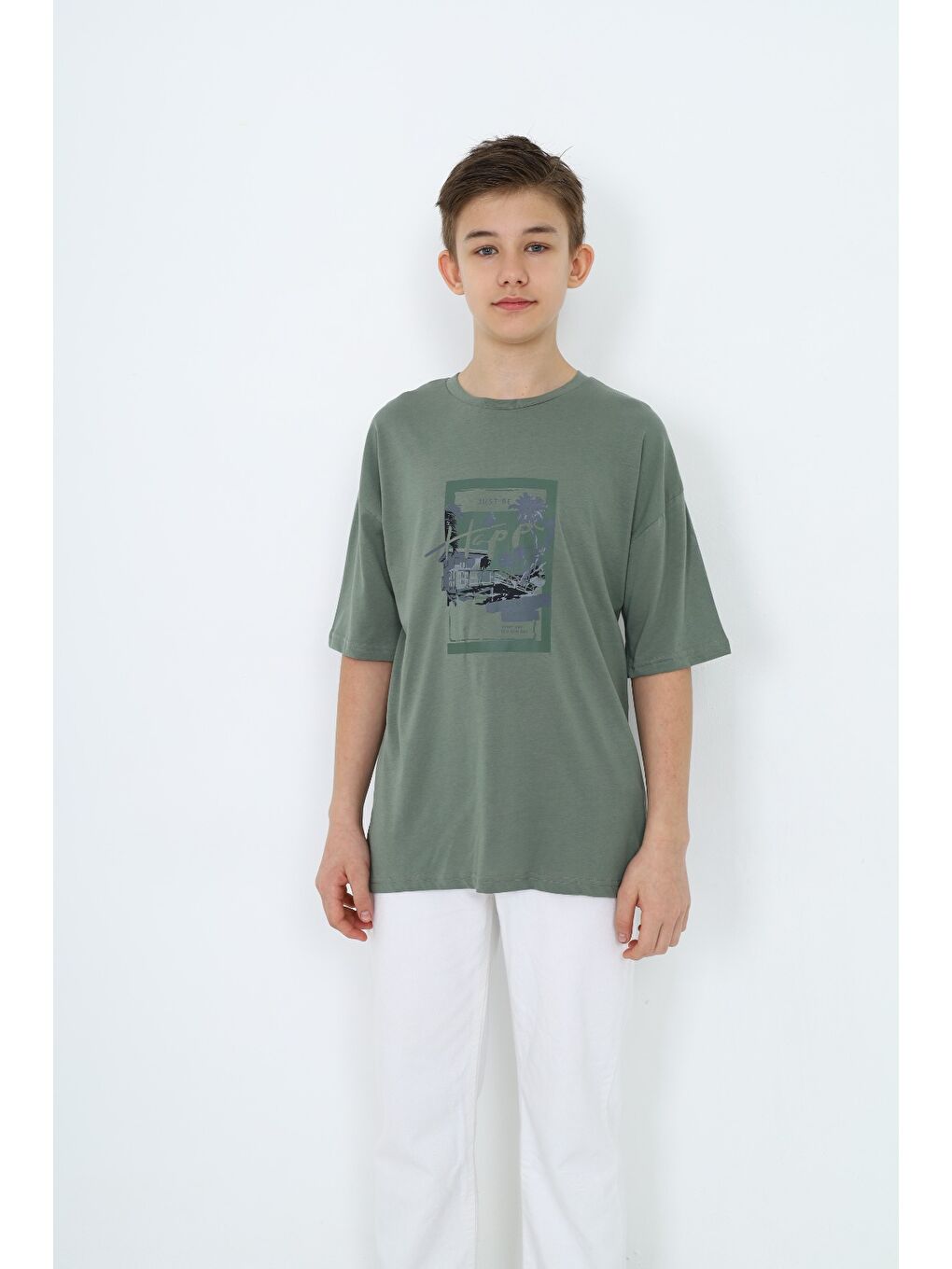 Yeşil Erkek Çocuk Baskılı Tişört