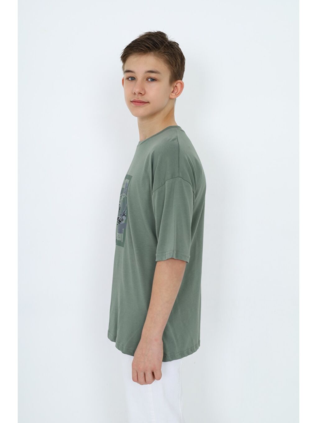 Yeşil Erkek Çocuk Baskılı Tişört-1