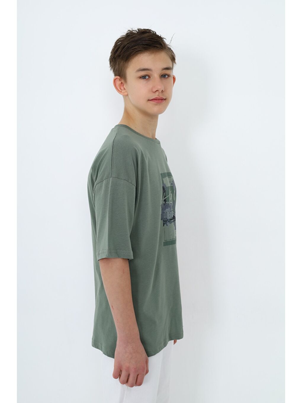 Yeşil Erkek Çocuk Baskılı Tişört-2