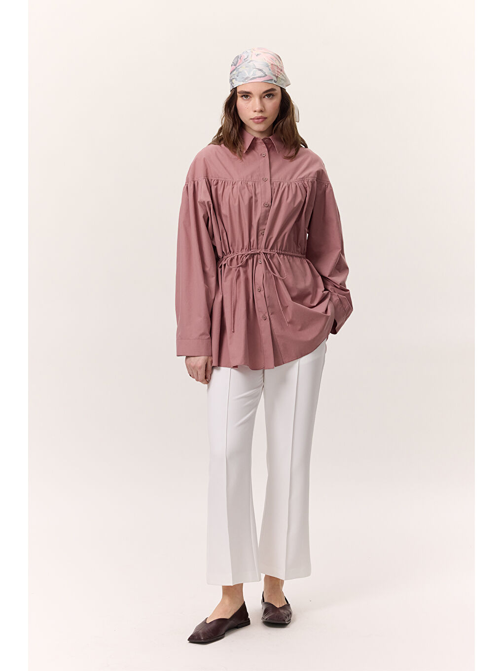 Pembe Büzgü Bağlama Detaylı Tunik Gülkurusu-2