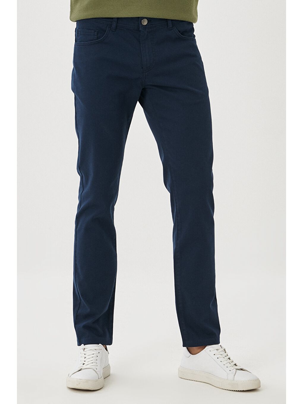 Erkek Lacivert Kanvas Slim Fit Dar Kesim 5 Cep Pantolon