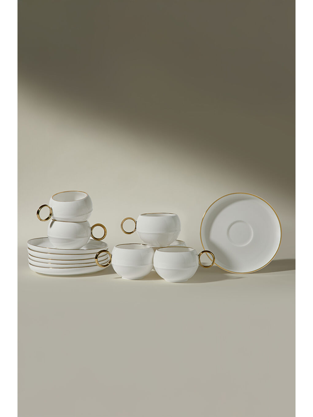 Beyaz Monica 6 Kişilik 12 Parça Porselen Kahve Fincan Takımı-3